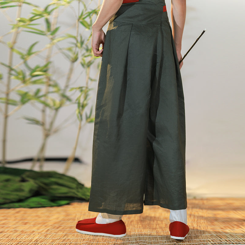 Kaidang Ku 开裆裤 Song Dynasty Men's & Unisex Ramie Plant Open-Crotch Wide Leg Trousers