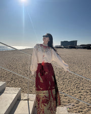 Jing Jiu 敬酒 Toast to the Bride Ming Dynasty Plus Size Cloud Collar & Mamian Skirt