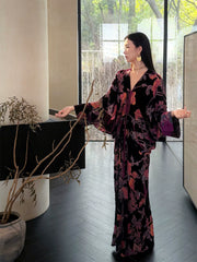 Liuguang Jinyan 鎏光金宴 Gilded Banquet New Chinese Style Batwing Velvet Dress