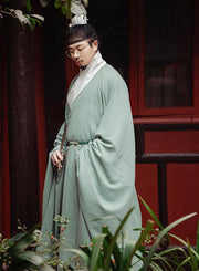 Hong Jiao 红蕉 Red Banana Ming Dynasty Men's Crossed Collar Pipa Sleeve Outer Pleating Robe