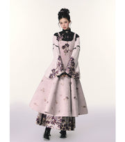 Bouquet in the Mirror 镜中花 Modern Ming Neo Chinese Liling Standing Collar Top & Flared Dress Set