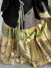Qian Qian 谦谦 Golden Bamboo & Plum Blossom Mamian Skirt
