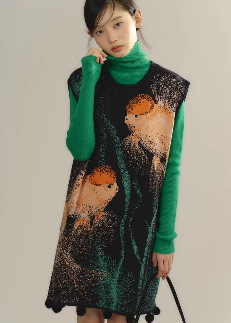 Zhuanyun Xiaoli 转运小鲤 Little Lucky Carp New Chinese Style Knit Top & Skirt Set