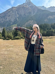 Shiguang Feishi 时光飞逝 Time Flies Modernized Tang Song Plus Size Wool Feijixiu Top & Denim Poqun Skirt Set