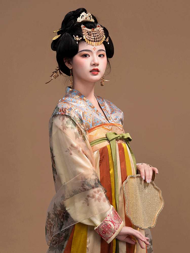 Chen Sha 辰砂 Cinnabar Early Tang Dynasty Restoration Chuiling Beizi Jacket & Poqun Qixiong Skirt Set