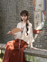 Xin Yu 新语 New Language Modernized Hanfu Parallel Panel Floral Cardigan