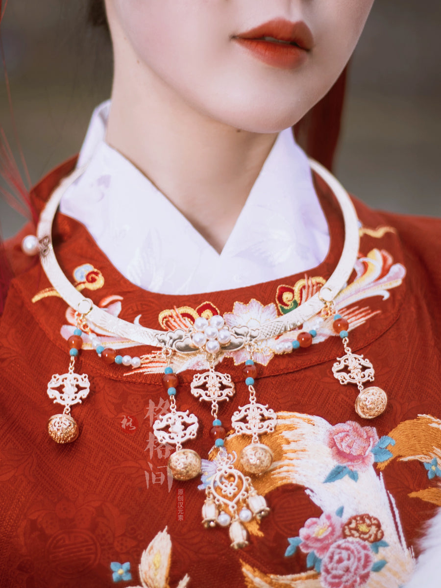 Pingan Suo 平安锁 Ming Dynasty Bells & Locket Back Cloud Necklace
