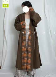 Guagua 瓜瓜 Pumpkin Pumpkin Modernized Early Ming Reversible Plaid Sheep's Wool Coat