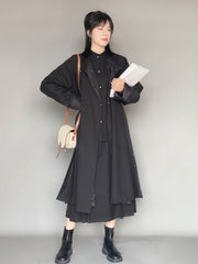 Wumei 妩媚 Charming Modernized Ming Plus Size Cotton Standing Collar Top & Midi Mamian Skirt Set