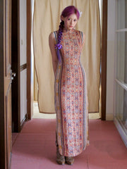 Urban Nomad 城市游牧 Tribal Print Western Sleeveless Pure Cotton Qipao