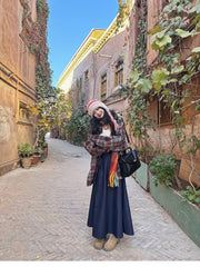 Shiguang Feishi 时光飞逝 Time Flies Modernized Tang Song Plus Size Wool Feijixiu Top & Denim Poqun Skirt Set