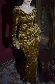 Liu Guang 鎏光 Flowing Light New Chinese Style Velvet Long Sleeve Dress