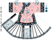 Jing Wen 静雯 Qing Dynasty Han Woman's Cloud Collar Embroidered Porcelain Top & Mamian Set