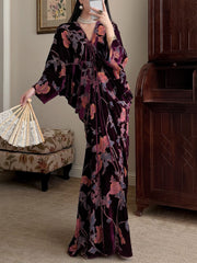 Liuguang Jinyan 鎏光金宴 Gilded Banquet New Chinese Style Batwing Velvet Dress