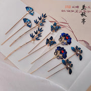 Shao Lan 烧蓝 Burnt Blue Various Ming Dynasty Turquoise Flower Hairpins