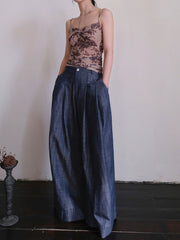 Cai Xing 裁行 Tailored Moves New Chinese Style Cotton Linen Extra Wide Leg Jeans