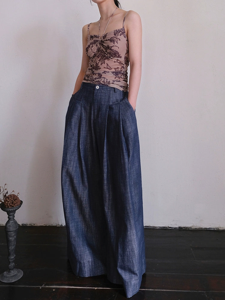 Cai Xing 裁行 Tailored Moves New Chinese Style Cotton Linen Extra Wide Leg Jeans