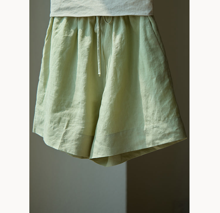 Bei Ke 贝壳 Seashells New Chinese Style Summer Ramie Qipao Top & Skirt Set