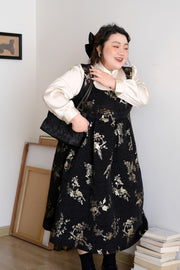 Ming Qing 鸣禽 Songbird New Chinese Style Plus Size Brocaded Jumper Dress