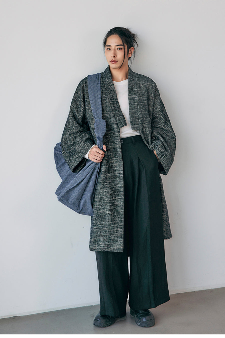 Waterfall 瀑布 Modernized Song Dynasty Men's Pleated Mid Rise Trousers