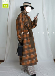 Guagua 瓜瓜 Pumpkin Pumpkin Modernized Early Ming Reversible Plaid Sheep's Wool Coat