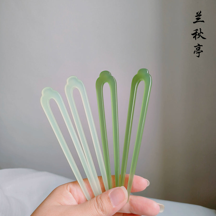 Zanzi 簪子 Jade Imitation U-Shaped Hairpins & Comb Set