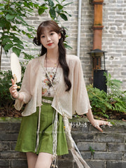 Qihua Juan 绮华卷 Scroll of Splendor Modernized Song Dynasty Moxiong Tank Top & Pleated Shorts Set