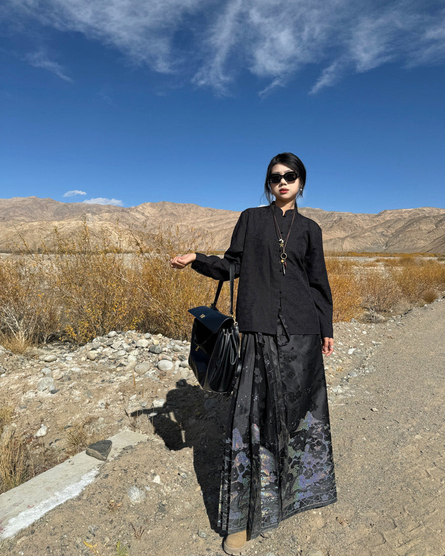 Jiang Ye 将夜 Night Clouds Modernized Hanfu Standing Collar Satin Top