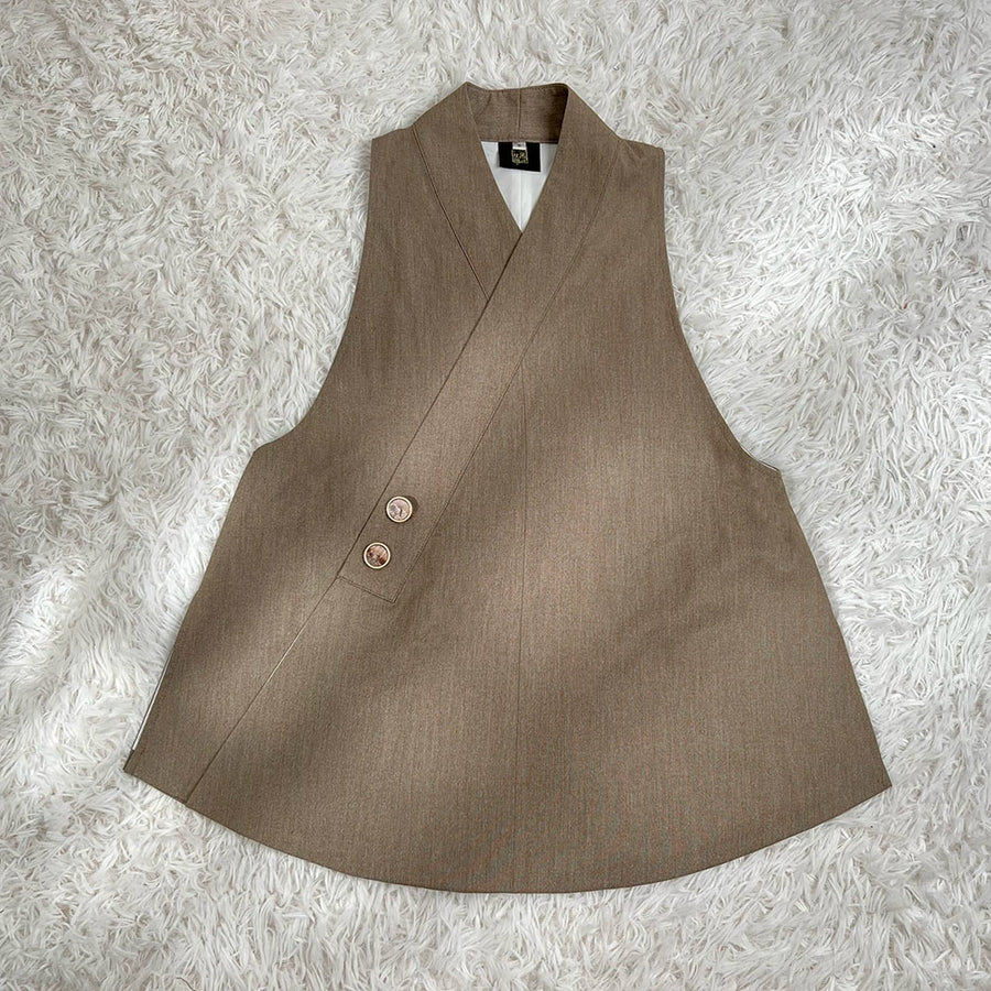 Huo Yao 火药 Gunpowder Modern Ming Men's & Unisex Bijia Cross Collar Vest