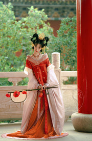 Zhu Zi 朱紫 Scarlet Wisteria Modernized Sui & Northern Southern Dynasty Guiyi Swallow Tail Ruqun Set