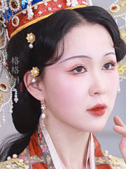 Dian Zhui 点缀 Golden Lotus Pearl Drop Song Ming Hairpins