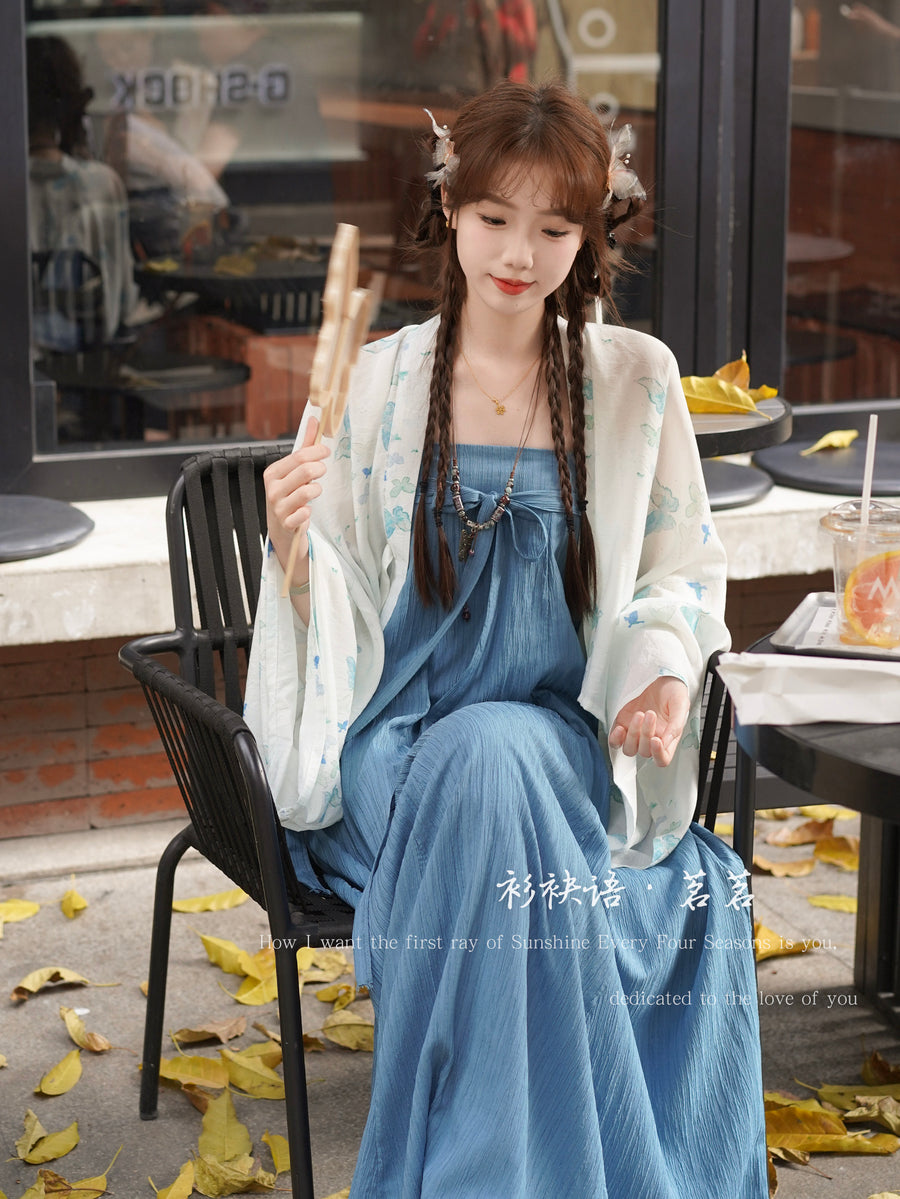 Ming Ming 茗茗 Modernized Tang Dynasty Qixiong Empire Dress & Shan Top Full Set