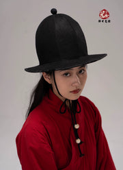 Zhan Qun 战裙 Soldier's Overskirt Ming Dynasty Restoration Cotton Tieli & Hat Set