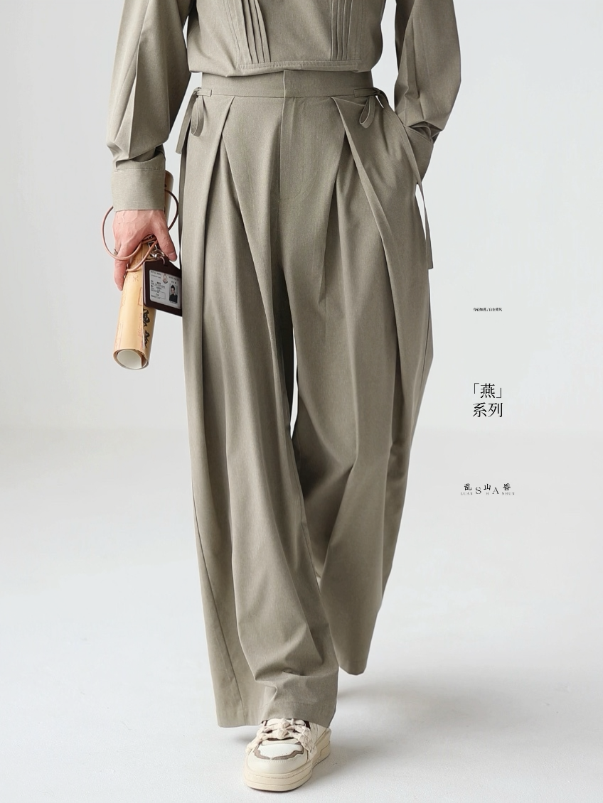 Yan 燕 Songbird Men's New Chinese Style Center Pleat Trousers