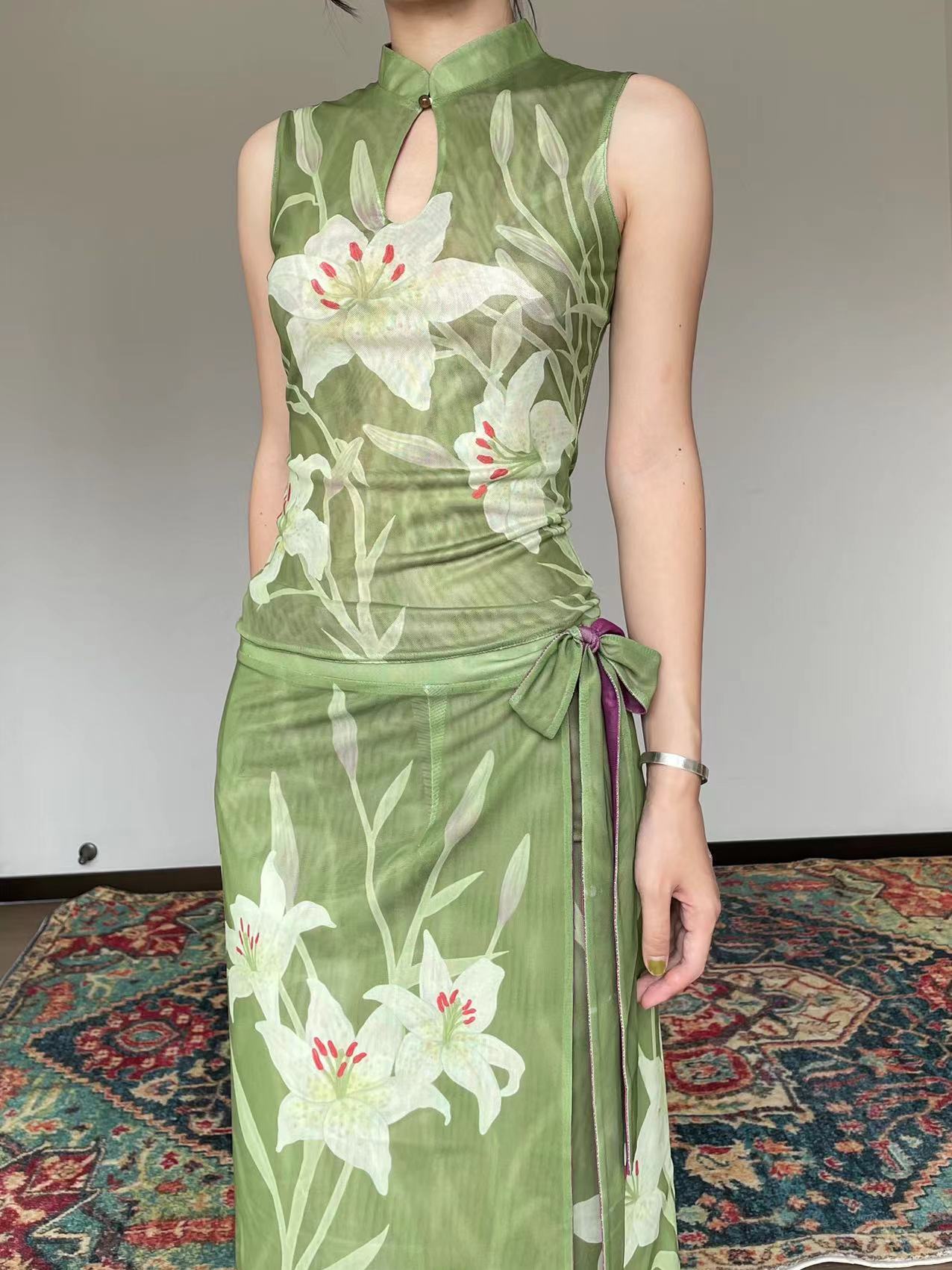 Shi Tou 湿头 Wet Head New Chinese Style Double Sided Sleeveless Qipao Top