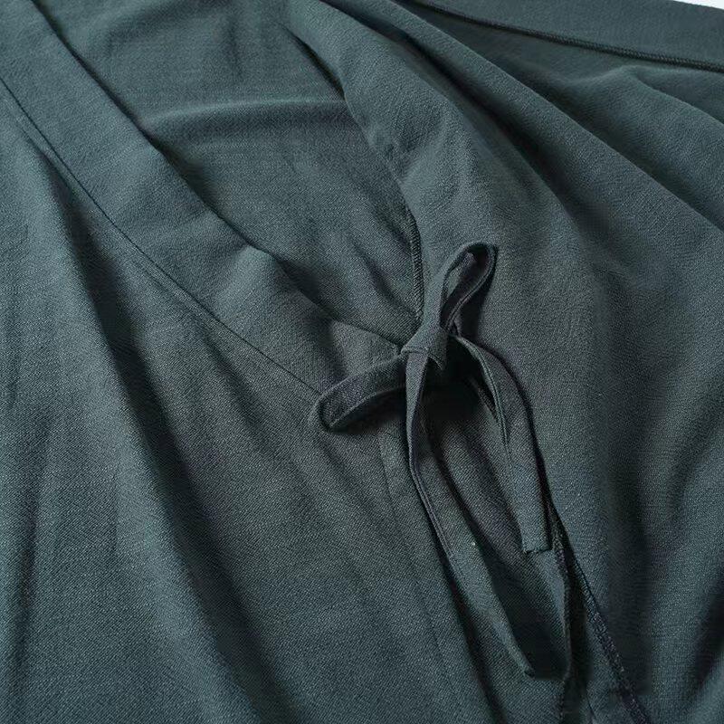 Cha Shan 茶山 Tea Mountain Men's & Unisex Pure Cotton Linen Thick Cross Collar Top