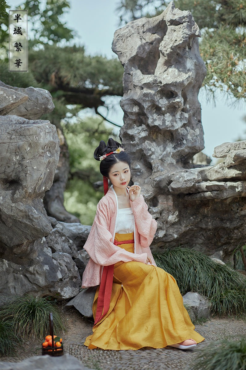 Ganzi 柑子 Citrus Southern Song De'an Zhou Tomb Restoration Linen Sanjianqun Three Panel Skirt