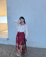 Jing Jiu 敬酒 Toast to the Bride Ming Dynasty Plus Size Cloud Collar & Mamian Skirt