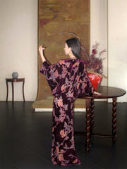 Liuguang Jinyan 鎏光金宴 Gilded Banquet New Chinese Style Batwing Velvet Dress