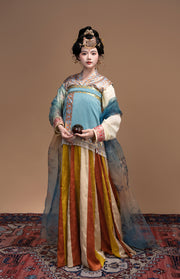 Chen Sha 辰砂 Cinnabar Early Tang Dynasty Restoration Chuiling Beizi Jacket & Poqun Qixiong Skirt Set