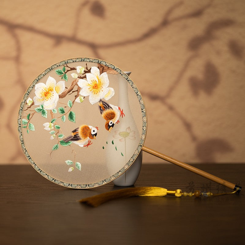 Guqü Tuanshan 古典团扇 Transparent Silk Various Embroidered Round Fans