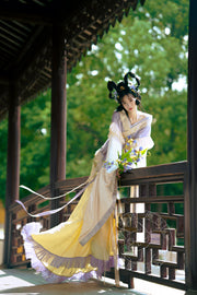 Zhu Zi 朱紫 Scarlet Wisteria Modernized Sui & Northern Southern Dynasty Guiyi Swallow Tail Ruqun Set