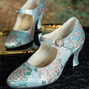 Huayuan Mei 花园妹 Garden Girl 1930s Wine Glass Heel Genuine Leather Mary Janes