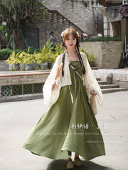 Ming Ming 茗茗 Modernized Tang Dynasty Qixiong Empire Dress & Shan Top Full Set