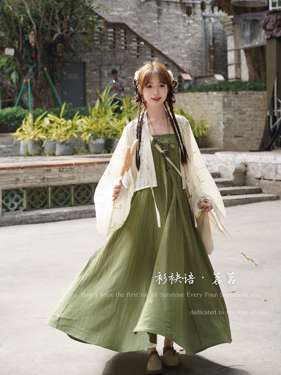 Ming Ming 茗茗 Modernized Tang Dynasty Qixiong Empire Dress & Shan Top Full Set