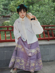 Hua Ling'er 花灵儿 Flower Spirit Ming Dynasty Plus Size Liling Standing Collar Top & Mamian Skirt