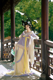 Zhu Zi 朱紫 Scarlet Wisteria Modernized Sui & Northern Southern Dynasty Guiyi Swallow Tail Ruqun Set