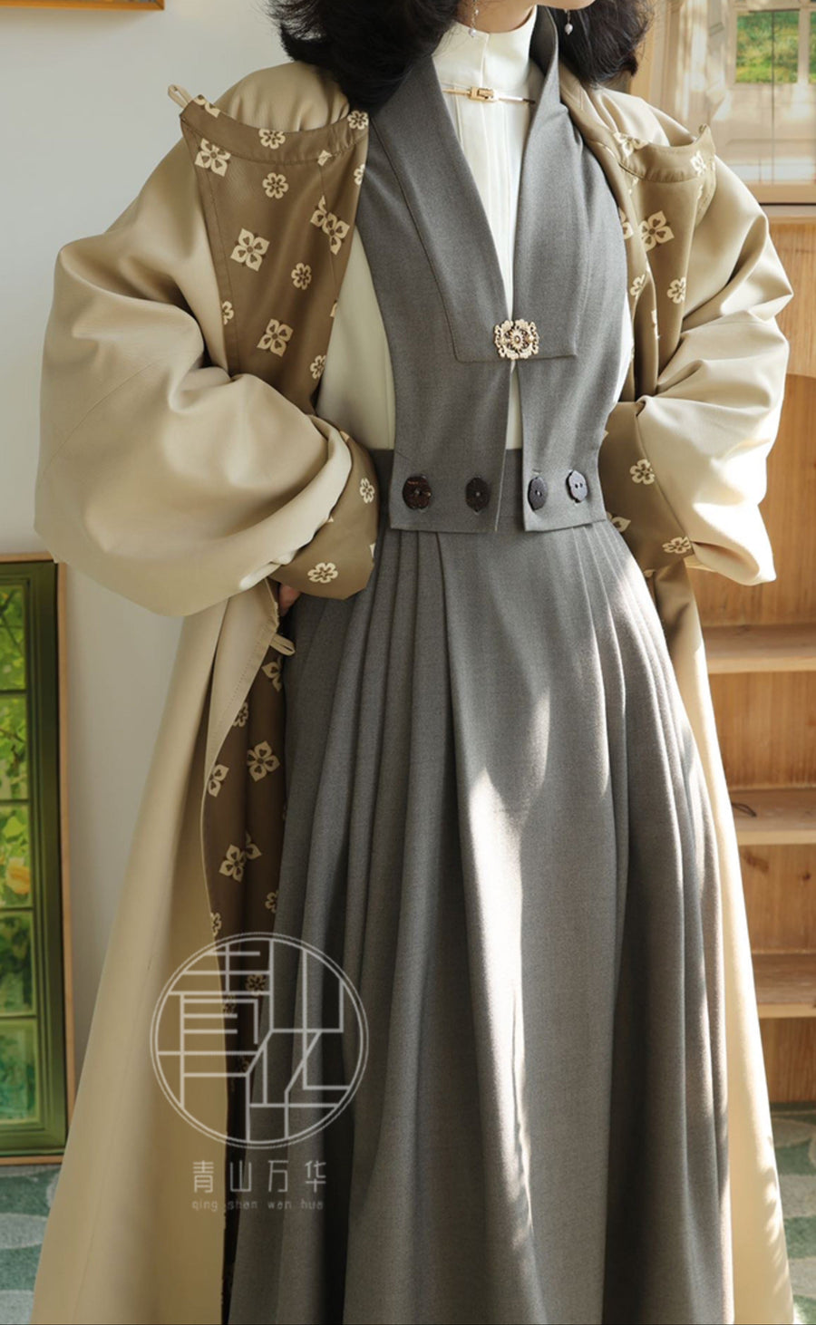 Mimi 秘密 Secret Meeting Modernized Ming Dynasty Majia Vest & Modified Mamian Skirt Set