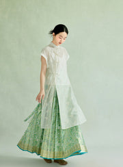 Ting Lan 汀兰 Thin Land Modern Ming Qipao Gilded Leaf Mamian Skirt & Top Set