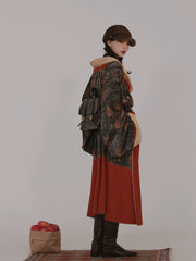 Fu Qin 抚琴 Playing the Zither Modernized Han Reversible Velvet Zhiju Straight Hem Robe Coat